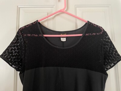 Dotti Black Short Sleeve Lace Top T-Shirt Dress Womens Size M | eBay