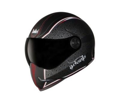 SBH-1 Adonis Rustic Mat Black & Red With Smoke Visor L Size 600mm Helmet AEs