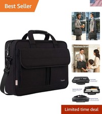 Water-Resistant 15.6 Inch Laptop Briefcase - Adjustable Strap for Convenience
