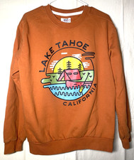 ANVIL Lake Tahoe California Graphic Crewneck Sweatshirt Orange Vintage Style M