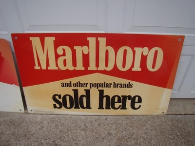 【当時物】1980s Marlboro大判両面印刷（50×70cm） Vtg 1980's Marlboro Sold Here Sign Plastic 24