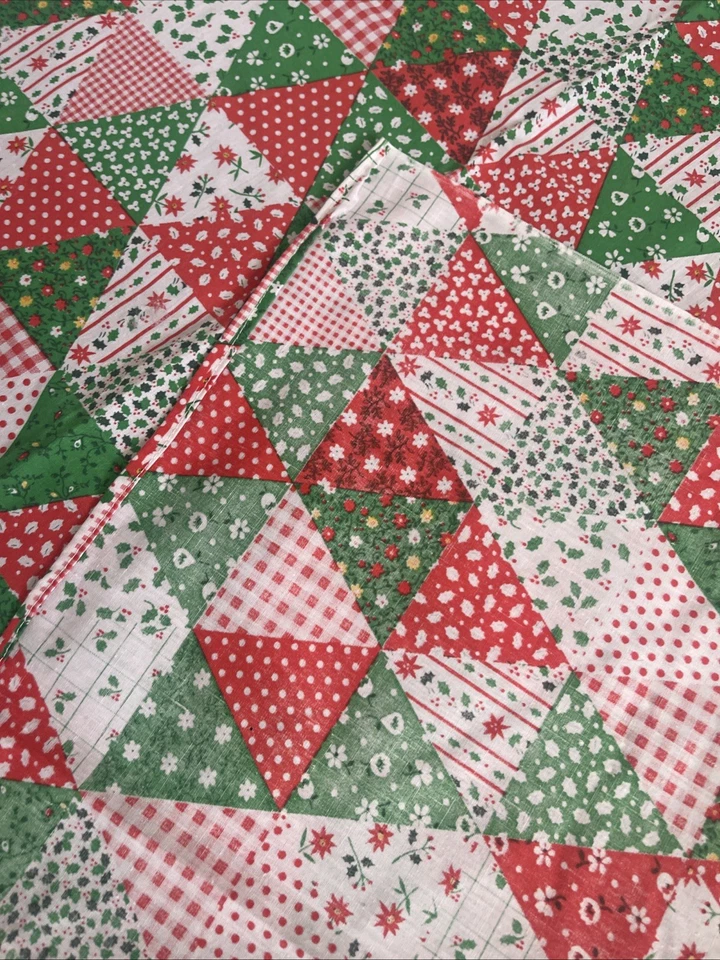 Christmas Patchwork Tablecloth Red Green Geometric Patchwork 36x44 - Image 3 of 4