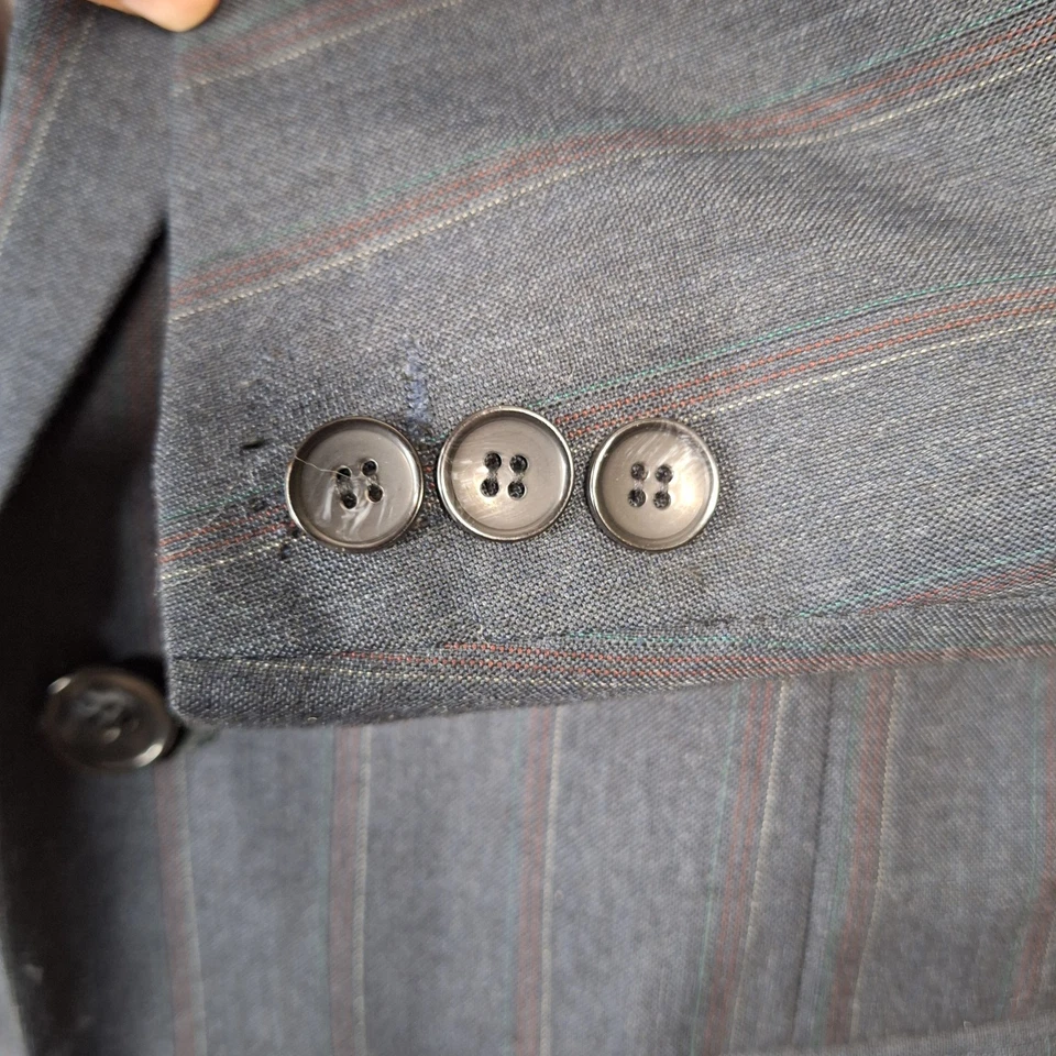 Traje Gianelli 2 Piezas Para Hombre 40S 36X26 Gris Oscuro Multicolor Rayas VL Lana Trevira Foto 4 de 4