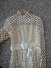 1930 Lace Woman's Handmade Vintage Wedding Gown Size Small Slip Liner  Zipper