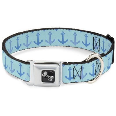 Dog Collar Bone Anchor2 C/U Turquoise/Blues WIDE-Medium 16-23''