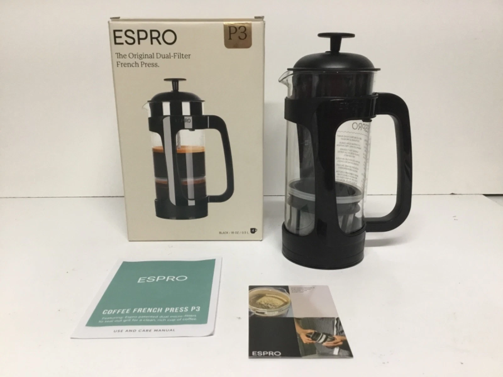 Espro-P3 French Press Double Micro Filter Coffee & Tea Maker 18oz Black New!
Opens in a new window o