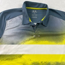 OAKLEY Mens Shirt XL Gray Neon Yellow Hydrolix Performance Polo Golf