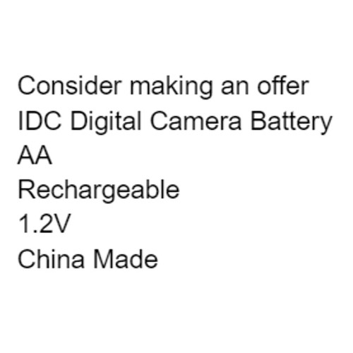 IDC Digital Camera Battery AA Rechargeable 1.2V NiCD 400mAh 1.5hrs - Picture 2 of 6