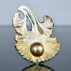 Mabe Blister Pearl Ginkgo Leaf Carved Shell Pendant Handmade Jewelry Supply 15g