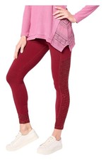 LOGO Layers by Lori Goldstein Women's Lace Trim Leggings Cabernet