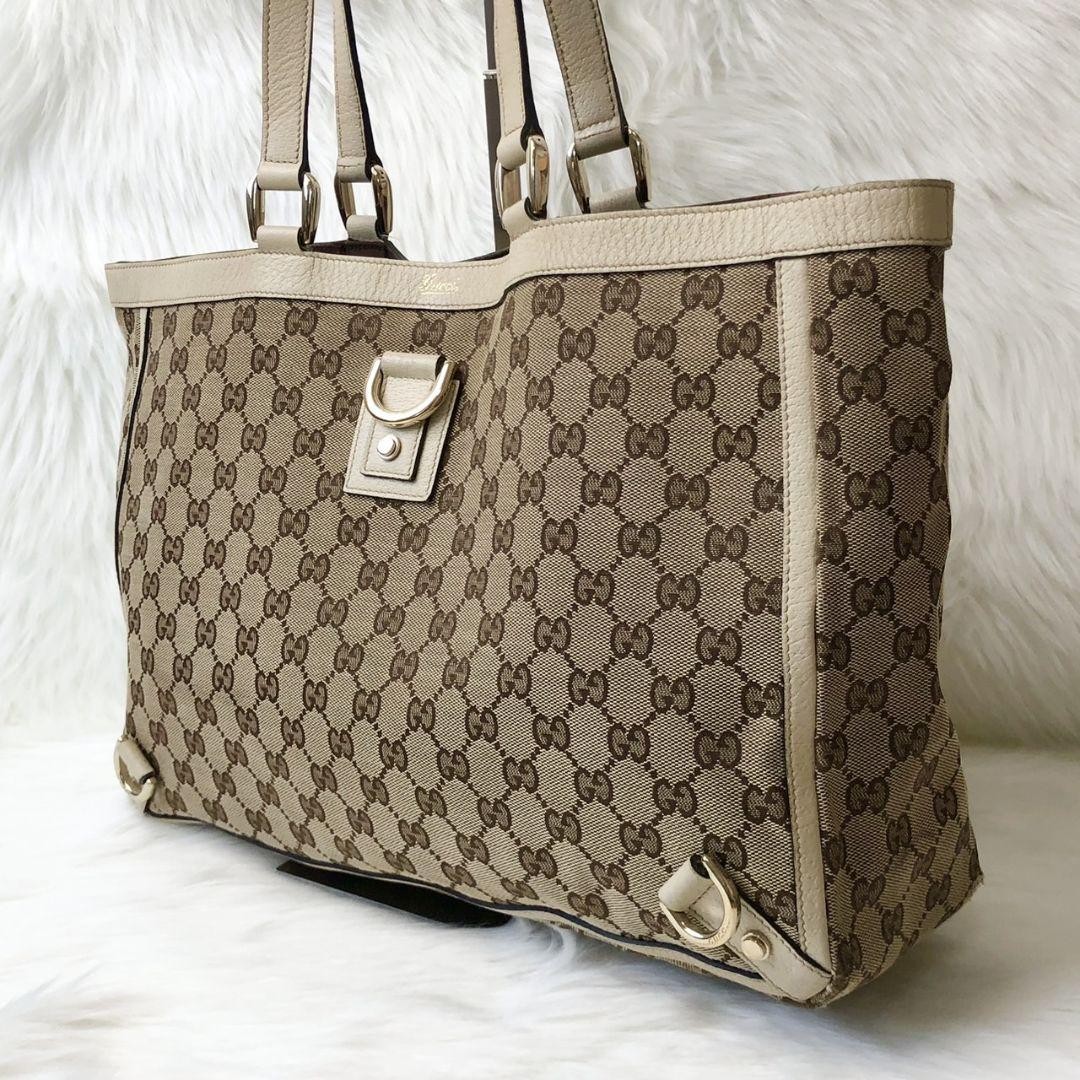 GUCCI GG Canvas Abby Tote Bag A4 Size in Beige #PC7Y3M