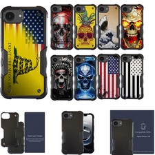 For iPhone 16E DUAL TACTICAL Hybrid Two Piece Case Black Case