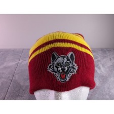 Chicago Wolves Embroidered Knit Beanie Maroon Yellow Striped Winter Hat
