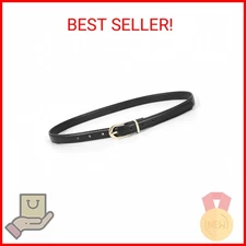 JASGOOD Womens Thin Leather Belt Skinny Faux Leather Belt for Jeans Dress with G