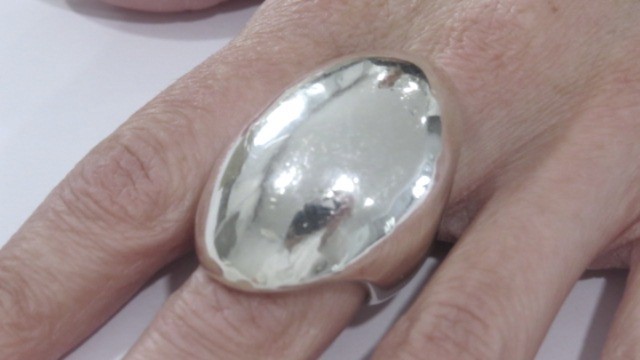STATEMENT Large Domed Sterling Silver Ring Electr… - image 2