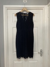 Jigsaw Elegant Black Lace Sleeveless Shift Dress – Women’s UK 12 – Occasion Wear