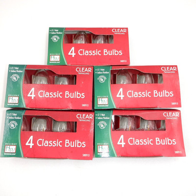 CLEAR  TWINKLING Transparent Lamps Bulbs  20 Pcs  C7  E12 CHRISTMAS