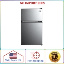 Arctic King 3.2 Cu ft Two Door Mini Fridge with Freezer, Stainless Steel, E-Star