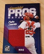 🌟75/99🌟PEDRO SEVERINO 2018 Donruss PROMISING PROS Materials Gold NATIONALS