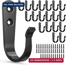 20-Pack Towel Hooks for Bathroom, Heavy Duty Black Metal Wall Hooks for