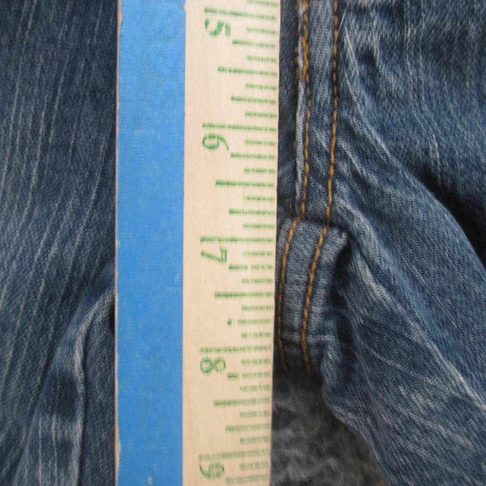 Pantalones de mezclilla Daisy Fuentes para mujer 2 azules lavado medio bordados solapa bolsillo elástico Foto 4 de 4