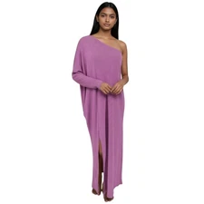 Free People Beach Kara Maxi Dress Purple One Shoulder Rib Knit NWT Womens Large