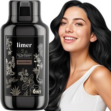 Limer Hair Dye Shampoo Natural Black, 3 in 1 Hair Color for Gray Coverage Men...