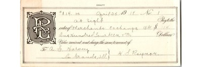 1918 Financial Draft Merchants Exchange At Sight H S Raymore $114