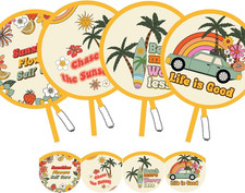 4 Pack Beach Style Hand Fan, Foldable Multi-Role round Fans for Travel, Events,