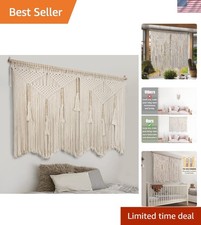 Large 43.3" x 39.4" Bohemian Macrame Wall Hanging - Chic Cotton Tapestry Decor
