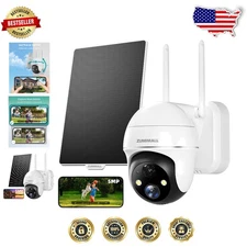 Solar Powered 5MP Security Camera - Outdoor, PTZ, AI Detection, 2-Way Talk, WiFi