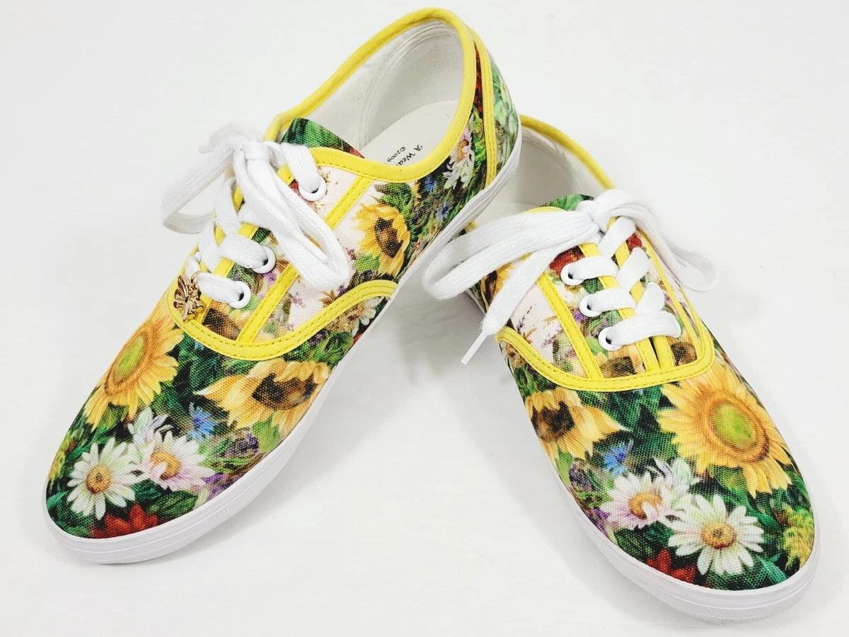 Sneakers with shop sunflowers