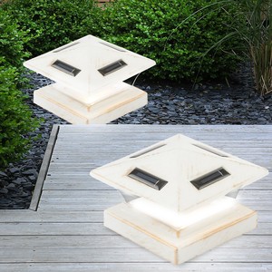 2 x Solar LED Garten Zaun Sockel Lampe Hof Haus Balkon Geländer Pfosten