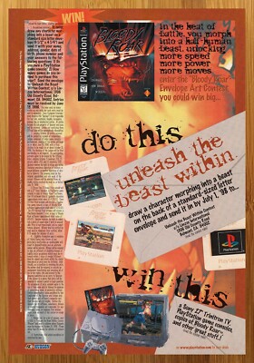 1998 Bloody Roar Playstation 1 PS1 Vintage Print Ad/Poster Video Game Promo Art