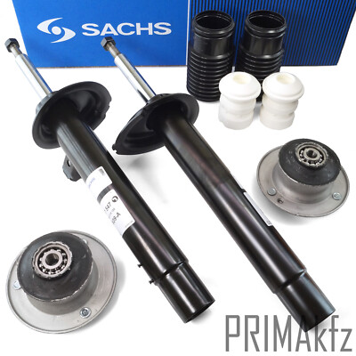 2x SACHS Stoßdämpfer + Domlager + Staubmanschette für BMW 3er E46 vorne