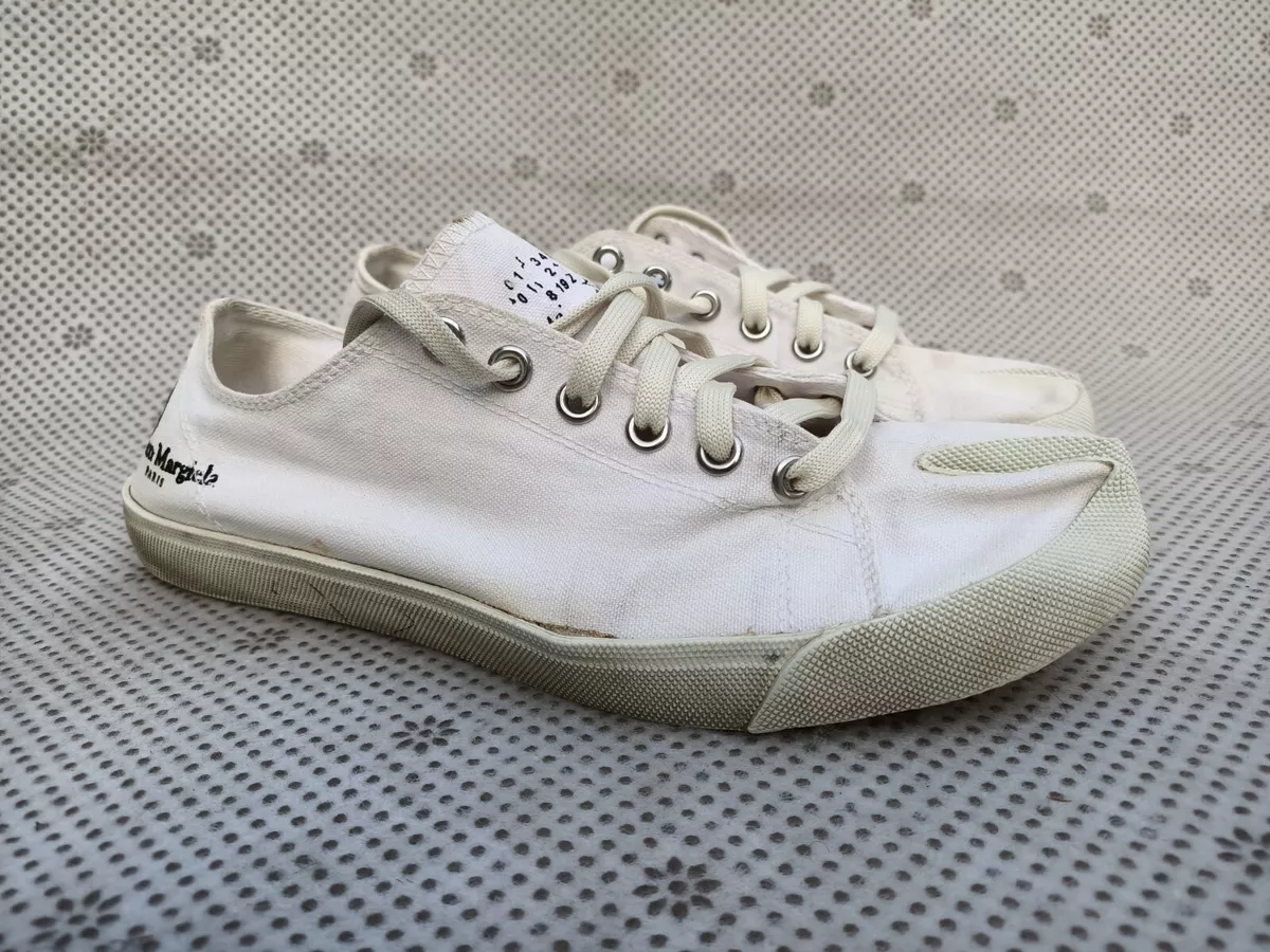 Maison Martin Margiela Paris Tabi Split Toe Cream White Canvas