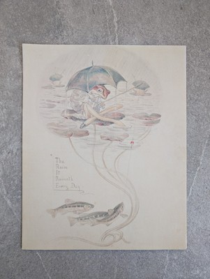 Vintage A4 Peter Rabbit Mr Jeremy Fisher Aquarell Skizze Druck Beatrix Potter