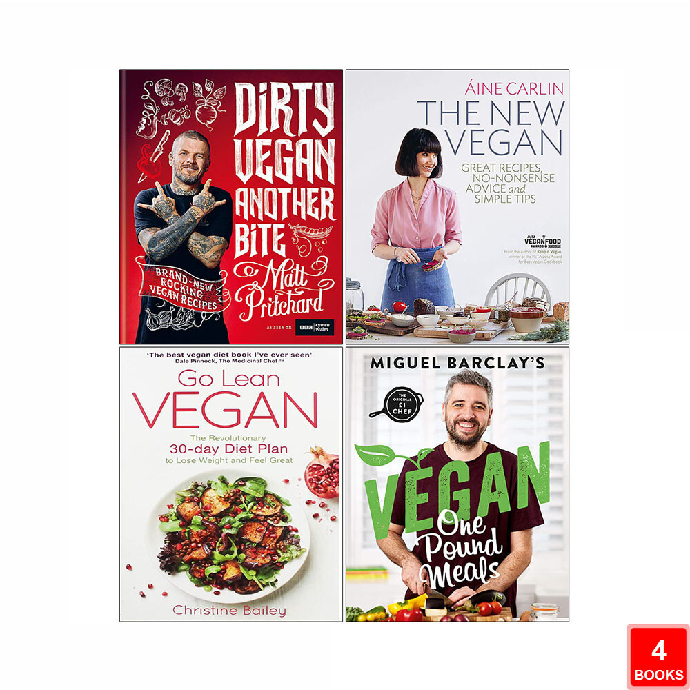 Dirty Vegan, New Vegan, Go Lean Vegan, Vegan One Pound Meals 4 Books Set NEW