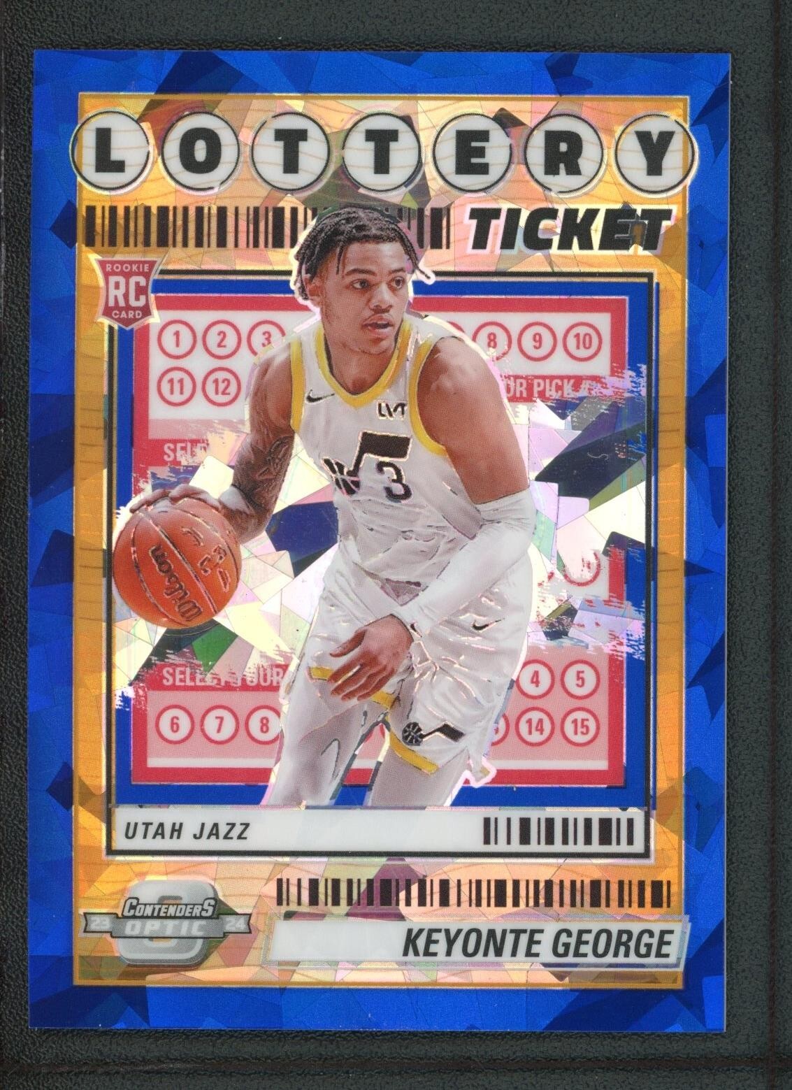 2023-24 KEYONTE GEORGE 32/75 PANINI CONTENDERS OPTIC LOTTERY TICKET ICE BLUE
