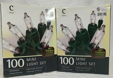 NOS Lot of 2 Sets NIB 100 Count Mini Christmas String Lights Clear Green Wire