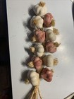 Hanging Ceramic Garlic Braid on Jute Rope Rustic Kitchen Decor Purple White Tan — photo 1