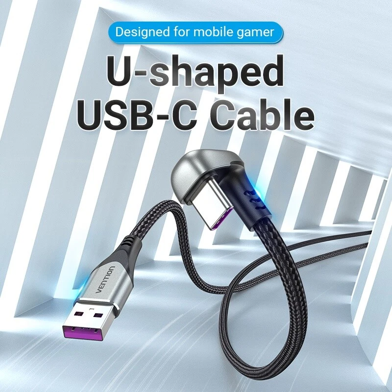 USB 2.0 A Male to USB-C Male U-shaped 5A Cable 5A 480Mbps for Cell Phone Gaming - Image 2 of 4
