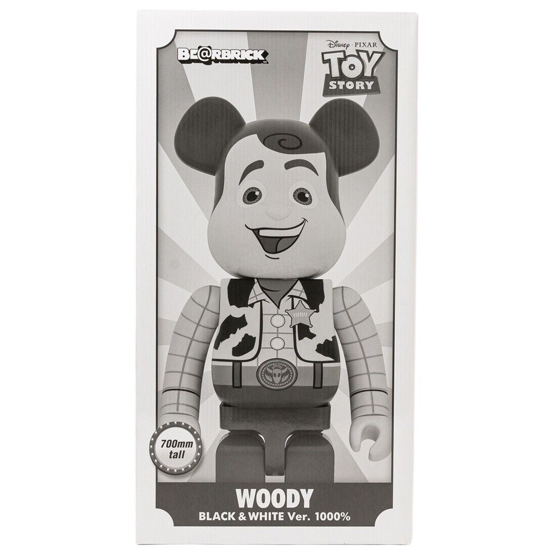 Medicom Toy Story Woody Black And White 1000% Bearbrick Figure gray