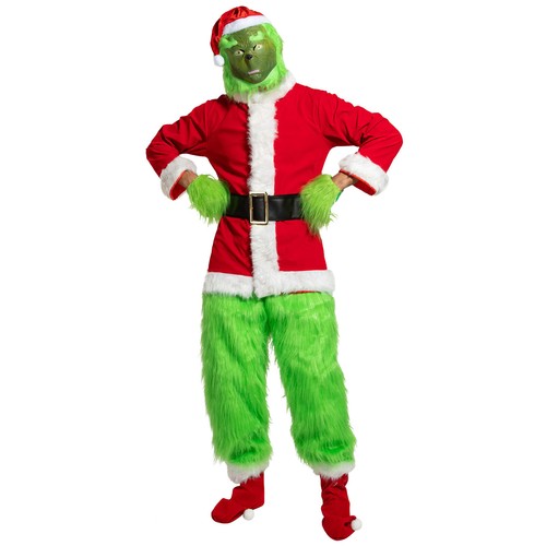 Adults The Grinch Costume Xmas Party Cosplay Christmas Santa Fancy Dress Outfits - Picture 6 of 20