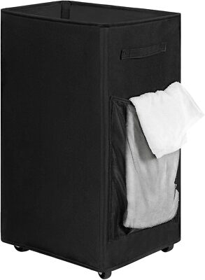 Chrislley 90L Rolling Laundry Basket Large Hamper with Large, Black 