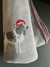Knit Dog Christmas Throw Blanket Holiday Winter Cotton Santa Hat Gray 68x51