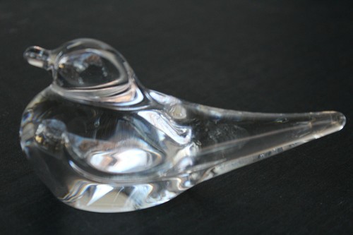 VINTAGE SIGNED DAUM FRANCE CRYSTAL BIRD FIGURINE PAPERWEIGHT 3 1/2" NICE - Picture 6 of 7