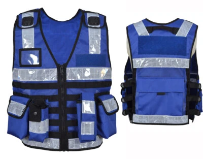 3110 Blau Security Sicherheitsweste m 2x Patches Einsatzweste Hundeführerweste - Bild 1 von 4