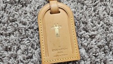 Preloved LOUIS VUITTON Vachetta Large Luggage Tag with gold Goat Hot Stamp