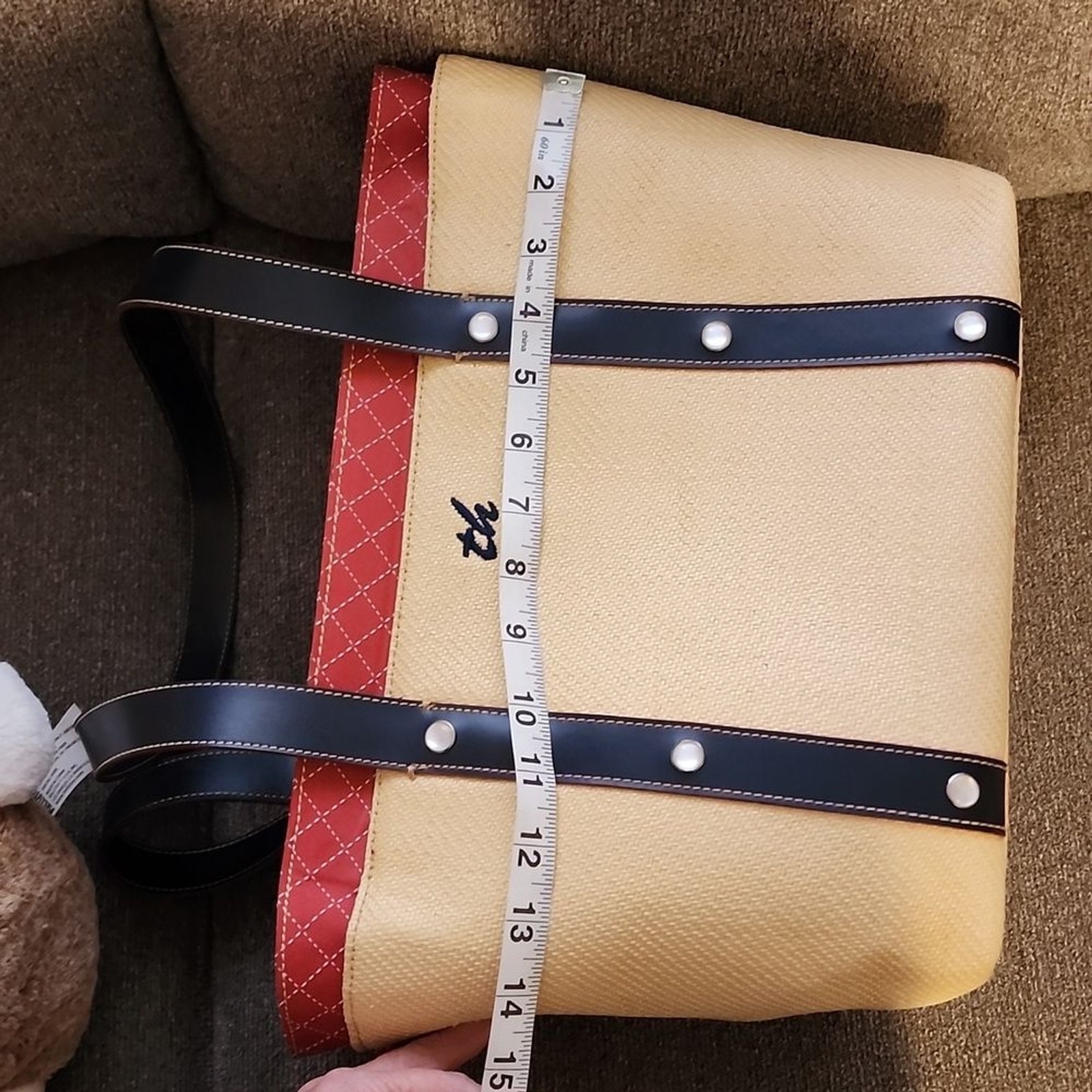 Tommy Hilfiger Straw Tote Bag 10"×14"×7" thumbnail 10